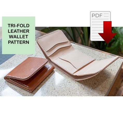 Pattern Leather Trifold Wallet Wallet PDF Pattern PDF Modern Etsy