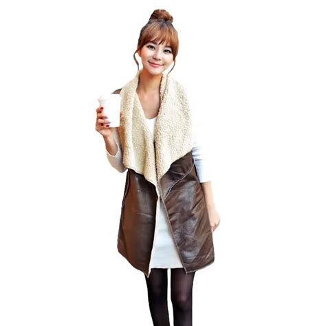 Winter Fashion Fleece Long Vest Female Waistcoat Women Vest Coat Suede Faux Fur Vest Lapel