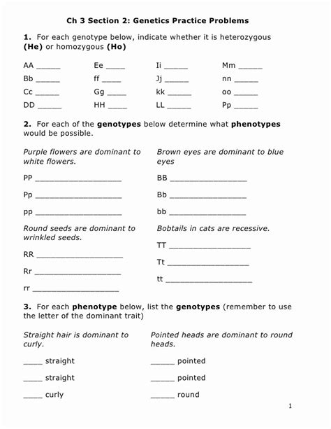 Human Genetics Practice Worksheet 3 Answers