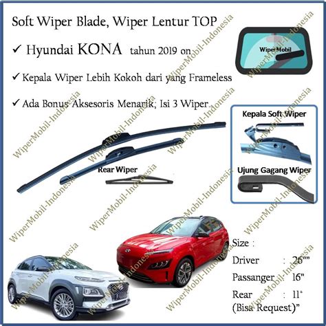 Jual Soft Wiper Blade Kaca Depan Belakang Hyundai Kona 2019 2020 2021