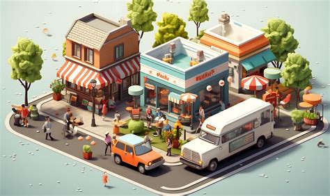 Premium AI Image | Isometric of Suburban Neighborhood Street Peaceful Street Scene Fried Ric 3D ...