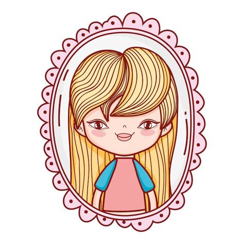 Niña Linda Dibujo Vector Premium