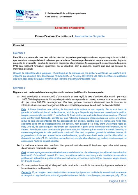 Solucions PAC4 Avaluació de polítiques públiques Respostes Avaluació