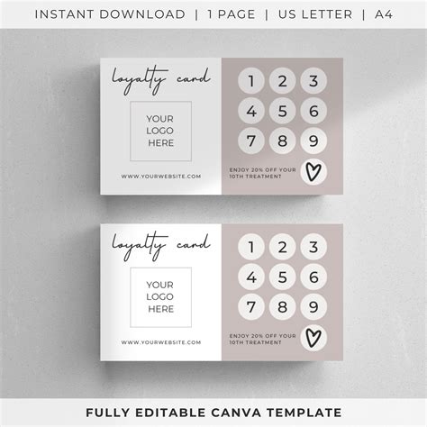 Loyalty Card Template Editable Printable Loyalty Card Reward Card