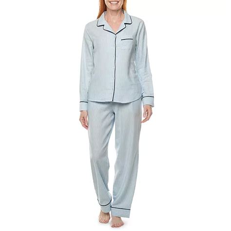 Liz Claiborne Flannel Womens Long Sleeve 2 Pc Pant Pajama Set