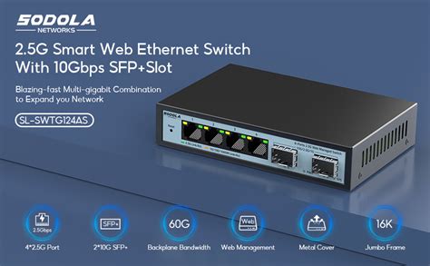 SODOLA 6 Port 2 5G Easy Web Managed Switch 4 X 2 5G Base T Ports 2 X