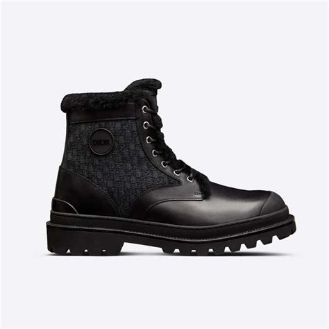 Dior Men Explorer Ankle Boot Black Smooth Calfskin And Dior Oblique