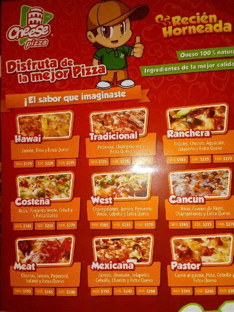 Carta Del Restaurante Cheese Pizza Vistas Del Sol Aguascalientes J