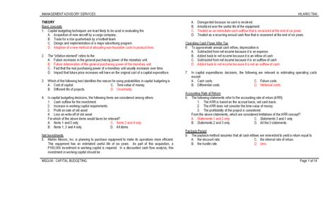 Z MSQ 08 Capital Budgeting THEORY Basic Concepts Capital Budgeting