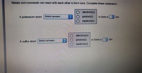 Solved Metals And Nonmetals Can React With Each Other To Chegg