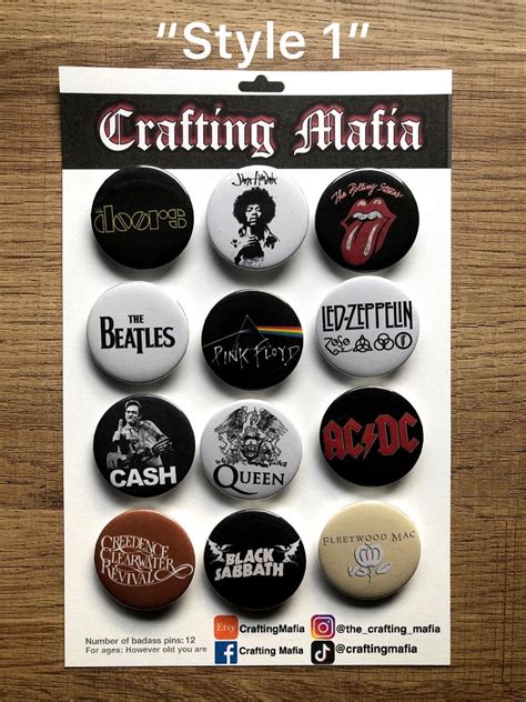 Classic Rock Pins Pink Floyd The Doors Rolling Stones The Etsy