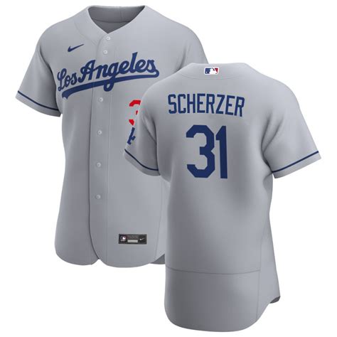 Los Angeles Dodgers 31 Max Scherzer Mens Nike Gray Road 2020 Authentic Team Mlb Jersey Cheap