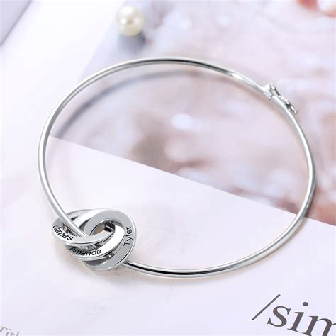 Personalized Russian Ring Bangle Bracelet In Silver