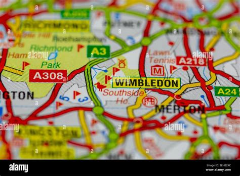 Wimbledon And Surrounding Areas Shown On A Road Map Or Geography Map