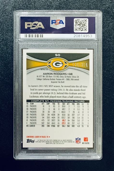 Topps Chrome Aaron Rodgers Prism Refractor Psa Pop