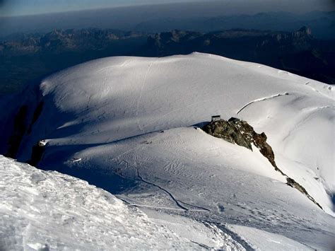 Descent From Monte Bianco View Of Refuge Vallot And Summit Of Dome Du