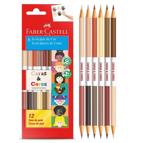 Lápis de Cor Tons de Pele 6 Lápis 12 Cores Faber Castell Shopee Brasil