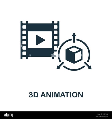 3D Animation icon. Monochrome sign from video production collection ...