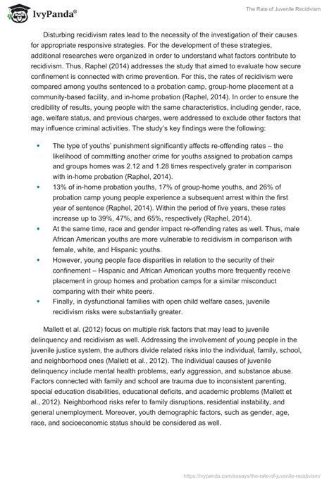 The Rate Of Juvenile Recidivism 2486 Words Research Paper Example