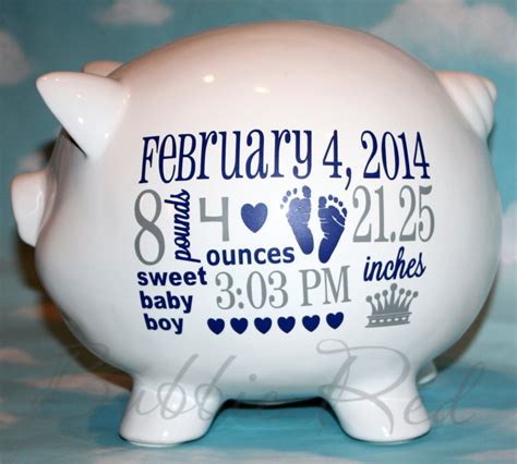 Personalized Piggy Bank Baby Boy Piggy Bank Baby Birth Stats