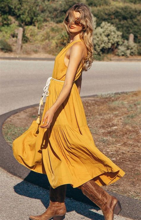 Yellow Bohemian Dresses Yellow Dresses In Boho Inspired Silhouettes Yellow Bohemian Dress