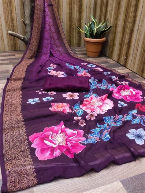 Buy Avanshee Printed Digital Print Bollywood Georgette Saree Purple