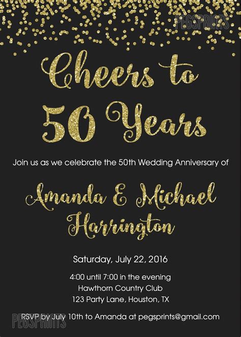 Cheers To 50 Years Invitation 50th Anniversary Invitation Etsy