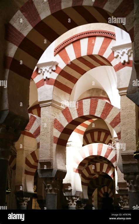 Mezquita -arches in the Mosque filled with light. Architecture of the ...