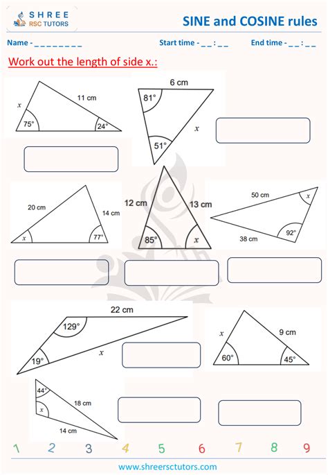 Sine And Cosine Rules Worksheets For Gcse Maths Shree Rsc Tutors