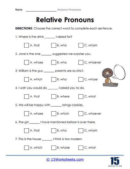 Relative Pronoun Worksheet Th Grade Pronoun Worksheets Wallpaper Hot