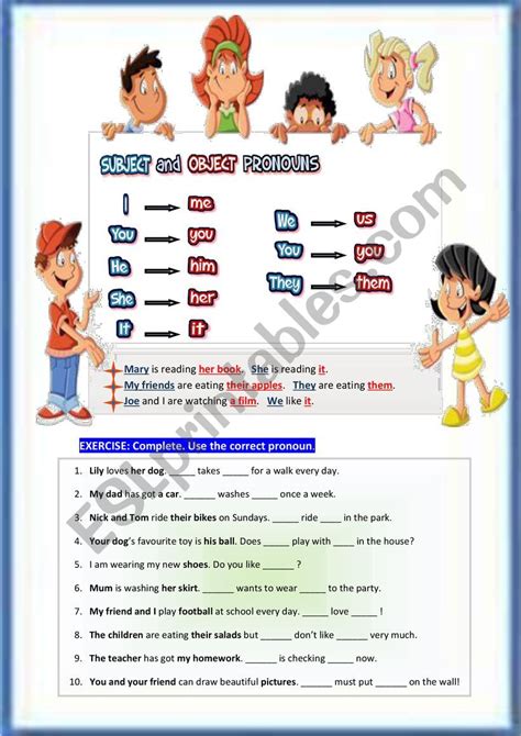 Subject And Object Pronouns Worksheets