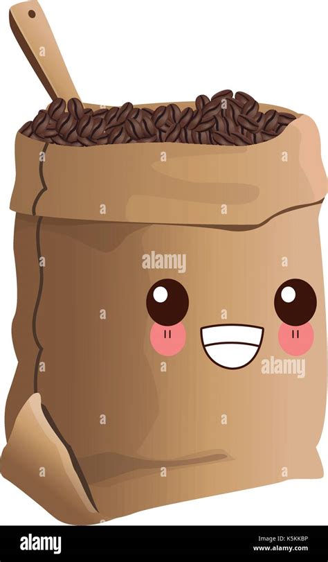 Coffee Bean Bag Kawaii Cartoon Stock Vector Image And Art Alamy