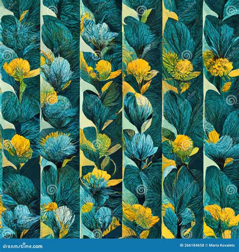 Teal And Yellow Abstract Flower Pattern For Prints Wall Art Cover And Invitation Watercolor