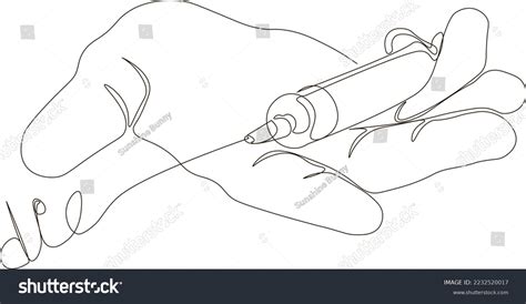 Continuous One Line Drawing Syringe Needle Stock Illustration ...