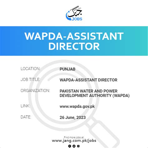 Wapda Assistant Director Job Pakistan Water And Power Development