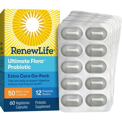 Renew Life Ultimate Flora Probiotic Extra Care Go Pack 50 Billion 60