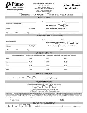 Plano Alarm Permit Fill Online Printable Fillable Blank Pdffiller