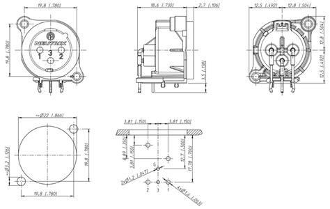 Neutrik Nc Mah Embase Xlr M Le Plaqu Or Pour Pcb Audiophonics