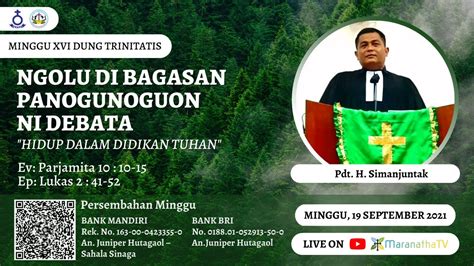 PARMINGGUON DI MINGGU XVI DUNG TRINITATIS 19 SEPTEMBER 2021 YouTube