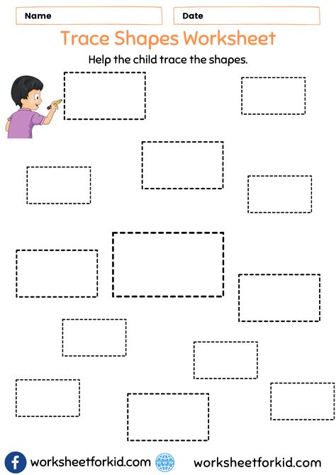 Trace Shapes Worksheet Rectangle - WorksheetForKid