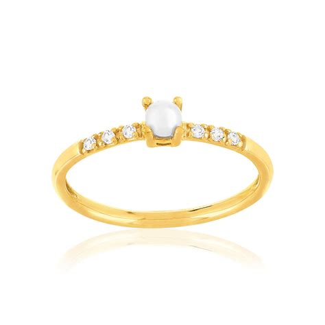 Bague Plaqu Or Jaune Zirconias Et Perle De Culture Maty