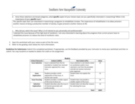 SOLUTION Snhu Cj 300 Module One Worksheet Guidelines And Rubric