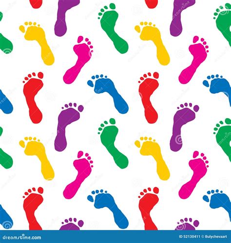 Seamless Pattern Of Colorful Footprints Stock Vector Image 52130411