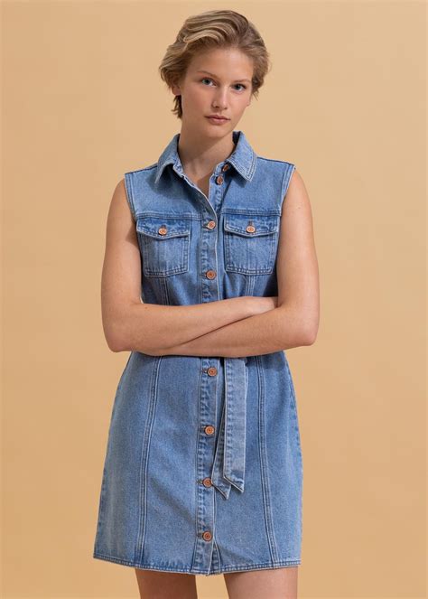 Belted Denim Dress Za