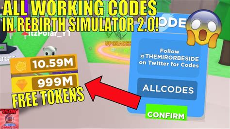 ALL WORKING CODES IN REBIRTH SIMULATOR 2 0 TOKENS Roblox