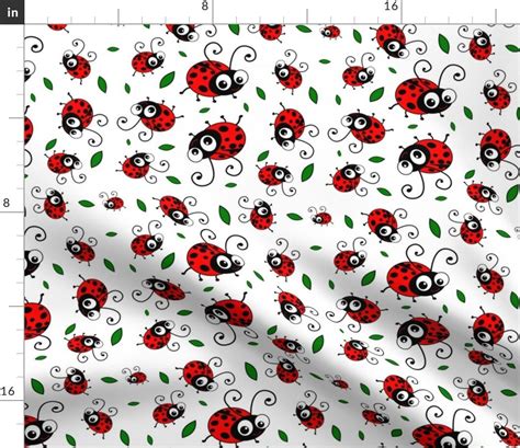 Bug Eyed Ladybugs Fabric Cute Ladybug Pattern By Etsy