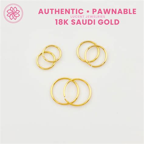 Cod Pawnable K Saudi Gold Minimalist Hoop Earrings Lockless No Lock