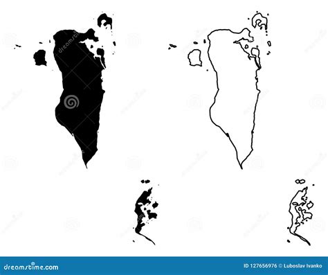 Simple Only Sharp Corners Map Kingdom Of Bahrain Vector Draw Stock