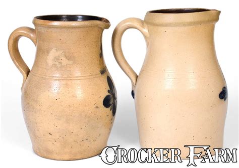 Lot Of Two Lyons New York Stoneware Pitchers Lot 437 Summer