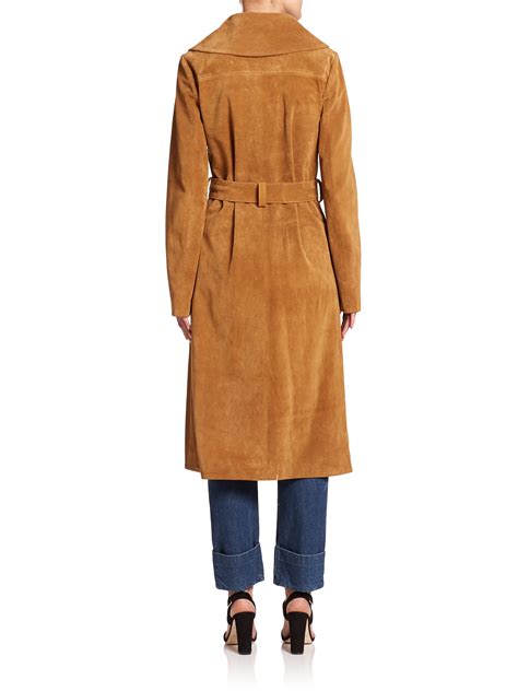 Frame Le Suede Duster Coat In Camel Natural Lyst